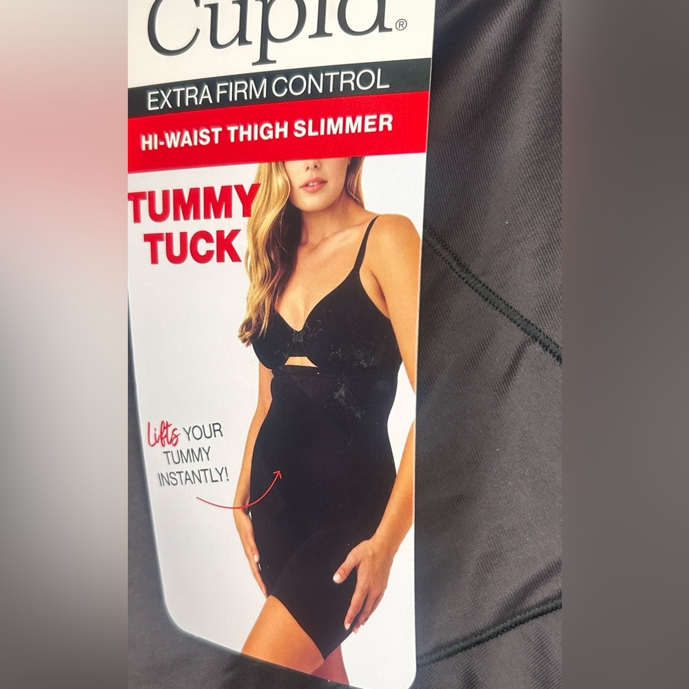 Cupid Shapewear 3X High Waist Tummy Control Thigh Slimmer Black